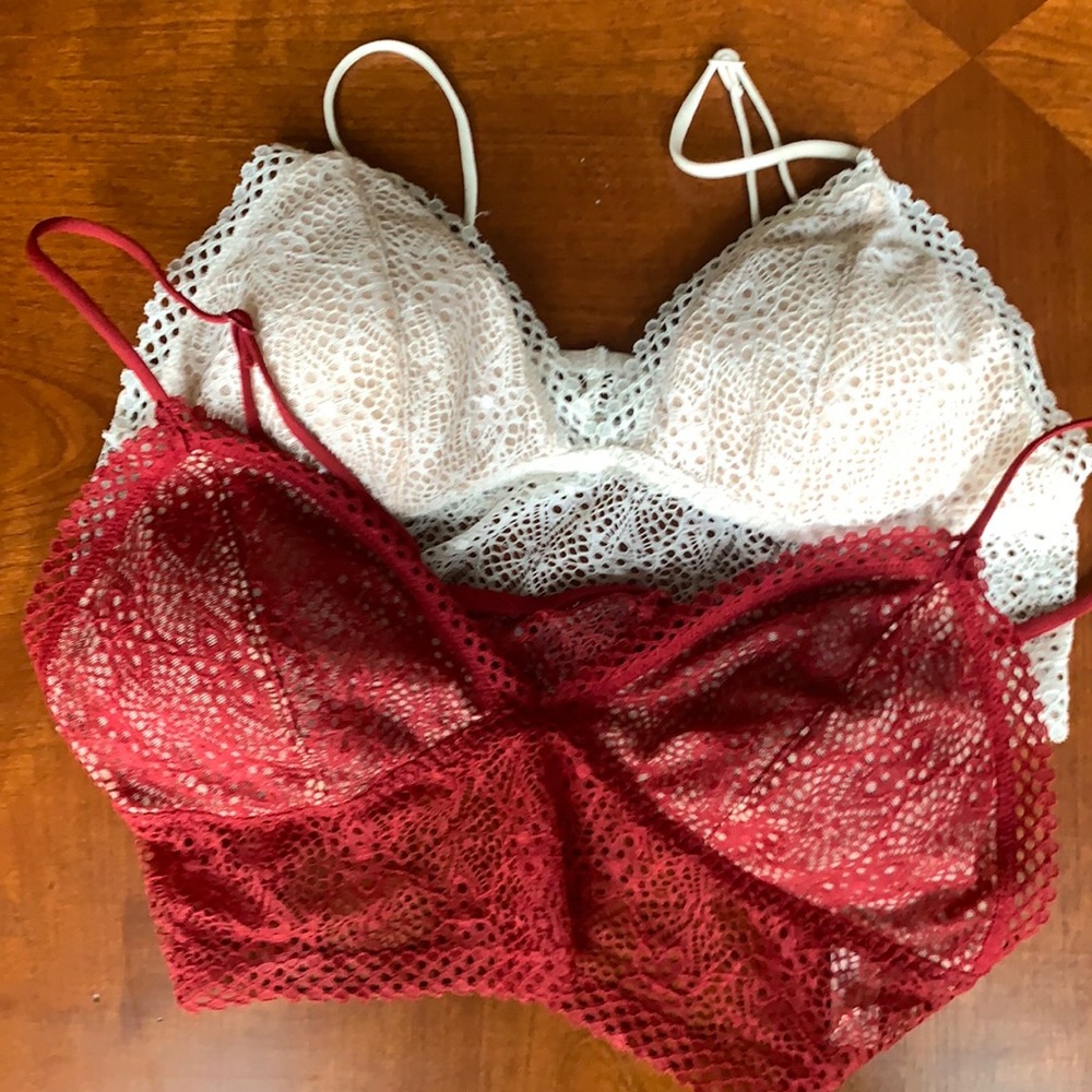Victoria’s Secret bralette lot of 2 red white lace